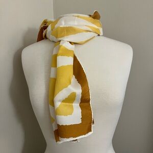 Vintage Vera Neumann Yellow and White Patterned Scarf